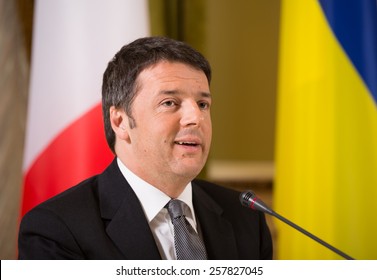 KIEV, UKRAINE - Mar. 04, 2015: Prime Minister of Italy Matteo Renzi during a meeting with the President of Ukraine Petro Poroshenko in Kiev
