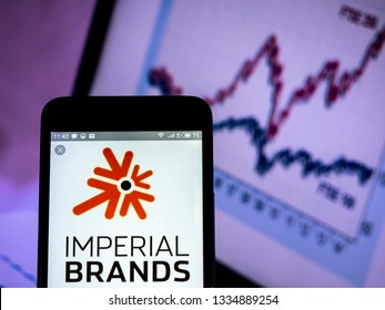 KIEV, UKRAINE - March 10, 2019: Imperial Brands PLC Company Logo Seen Displayed On Smart Phone.