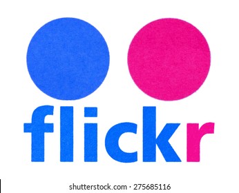 KIEV, UKRAINE - MARCH 31, 2015: Flickr logotype printed on paper. Flickr is an image hosting and video hosting website.