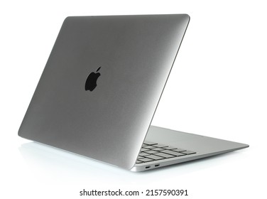 Kiev, Ukraine - May 02, 2022: Laptop Apple MacBook Air M1 13-inch On White Background