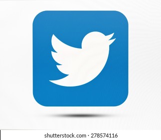  KIEV, UKRAINE - MAY 16, 2015: Twitter logotype on pc screen. Twitter social network for public exchange of short messages using the web interface, SMS, instant messaging tools.