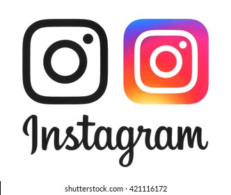 Kiev, Ukraine- May 16, 2016: Instagram new logo and icon printed on white paper. Instagram is an online mobile photo-sharing, video-sharing service.