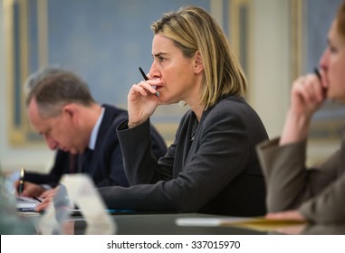 KIEV, UKRAINE - Nov 09, 2015: High Representative Of The European Union For Foreign Affairs And Security Policy Federica Mogherini During A Meeting With President Of Ukraine Petro Poroshenko