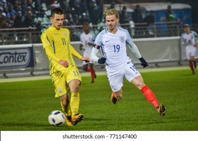 KIEV, UKRAINE - November 10: James Maddison (R) During The Qualifying Match Of The European Youth Championship 2019 Between Ukraine U21 0-2 England U21, 2017, Ukraine