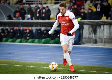 KIEV, UKRAINE - November 29, 2018: Aaron Ramsey During The UEFA Europa League Match Between Vorskla Poltava Vs FC Arsenal (England), Ukraine