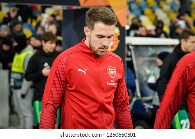 KIEV, UKRAINE - November 29, 2018: Aaron Ramsey During The UEFA Europa League Match Between Vorskla Poltava Vs FC Arsenal (England), Ukraine