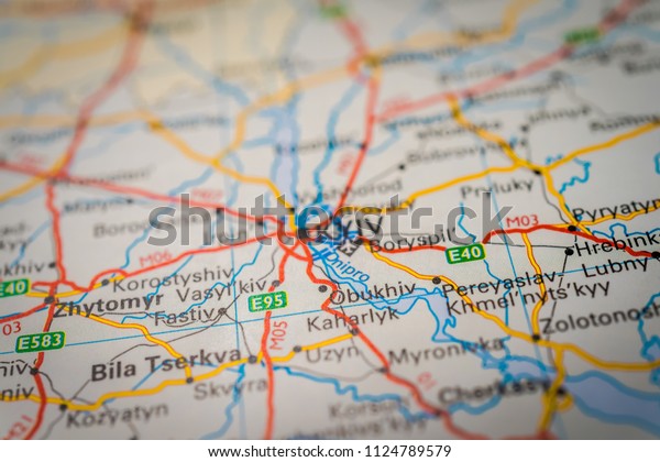 Kiev Ukraine On Map Stock Photo Edit Now 1124789579