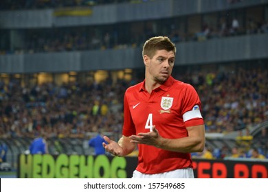 KIEV, UKRAINE - SEP 10: Steven Gerrard in action during the qualifying match 2014 World Cup between Ukraine vs England, 10 September 2013, NSC Olympic Stadium, Kiev, Ukraine