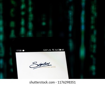 KIEV, UKRAINE - Sept 10,2 2018: Credit Signature Bank Logo Seen Displayed On A Smart Phone