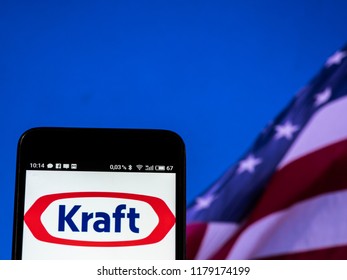 KIEV, UKRAINE Sept 13, 2018: Kraft Foods Group, Inc. Logo Seen Displayed On Smart Phone