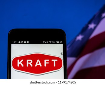 KIEV, UKRAINE Sept 13, 2018: Kraft Foods Group, Inc. Logo Seen Displayed On Smart Phone