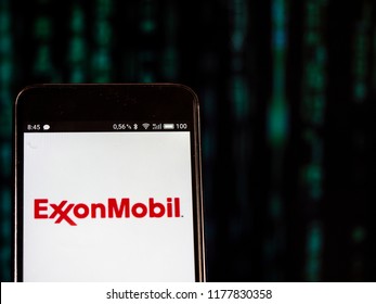 KIEV, UKRAINE - September 12, 2018: Exxon Mobil Logo Seen Displayed On Smart Phone