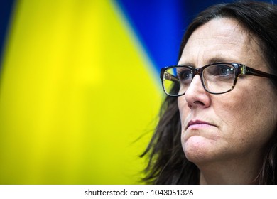 KIEV, UKRAINE - September 30, 2016: Swedish Politician, European Commissioner For Trade Cecilia Malmström During A News Conference In Kiev, Ukraine.