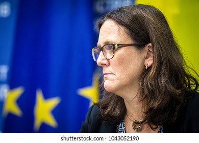 KIEV, UKRAINE - September 30, 2016: Swedish Politician, European Commissioner For Trade Cecilia Malmström During A News Conference In Kiev, Ukraine.