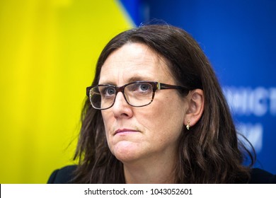 KIEV, UKRAINE - September 30, 2016: Swedish Politician, European Commissioner For Trade Cecilia Malmström During A News Conference In Kiev, Ukraine.