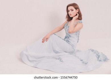 Kiev Ukraine-November 10, 2019
Young Female Model Posing On A White Cyclorama Background