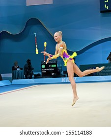 KIEV-AUG 29: Yana Kudryavtseva (Russia) In Action During The 32nd Rhythmic Gymnastics World Championships On August 29, 2013 In Kiev, Ukraine. 