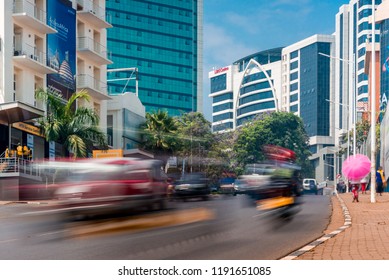 Kigali, Rwanda - September 20, 2018: Morning Traffic In Kigali City Centre