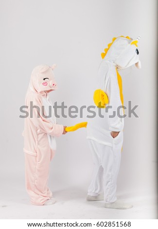 Similar – loving couple in the Park wearing pajamas