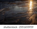 Kiiminkijoki river freezing over in Haukipudas, Oulu Finland