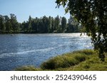 Kiiminkijoki river landscape in Myllysaari Haukipudas, Oulu Finland