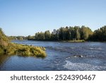 Kiiminkijoki river landscape in Myllysaari Haukipudas, Oulu Finland