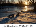 Kiiminkijoki river landscape in Myllysaari Haukipudas, Oulu Finland