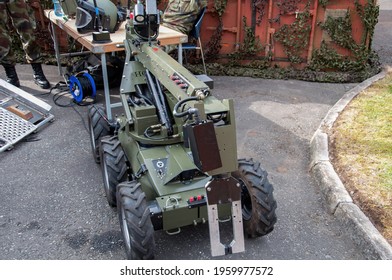 KILDARE, IRELAND - AUGUST 17, 2011: A closeup of the The Irish-made Reacher bomb disposal robot.