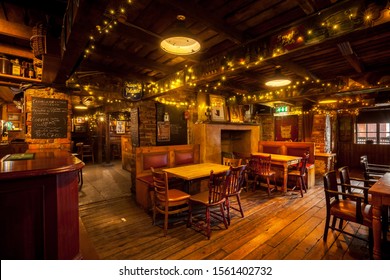 Kildare / Ireland - November 2018 : Warm And Cosy Atmosphere Of Traditional Irish Gastro Pub. 