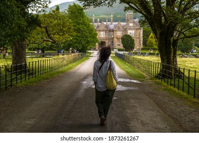 Killarney, Co. Kerry, Ireland 7-20-2019: A Woman Enjoys Walks In Killarney National Park, Near The Town Of Killarney, Ireland