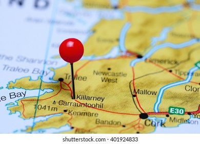 Killarney Pinned On A Map Of Ireland
