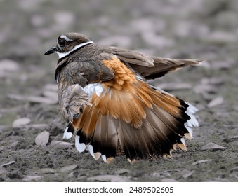 Killdeer demonstrating "Broken Wing Display" to lure predators away from her nest