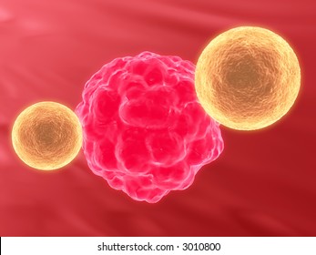 Killer Cell Attacking Cancer Cell