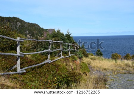 Killick Coast along Stiles Cove Path, Autumn pasture landscape, East coast trail neat Flatrock; Avalon Peninsula Newfoundland Canada 