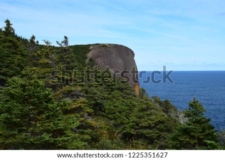 Killick Coast landscape, Stiles Cove path Red Head Rock formation near Flatrock, Avalon Peninsula; Newfoundland Canada