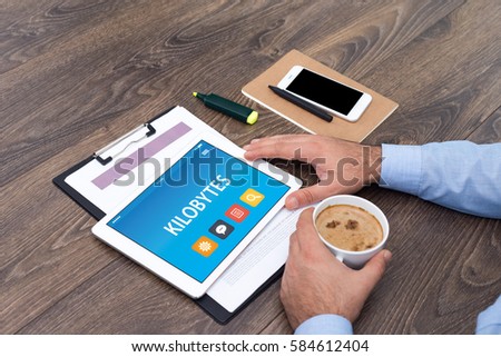 KILOBYTES CONCEPT ON TABLET PC SCREEN