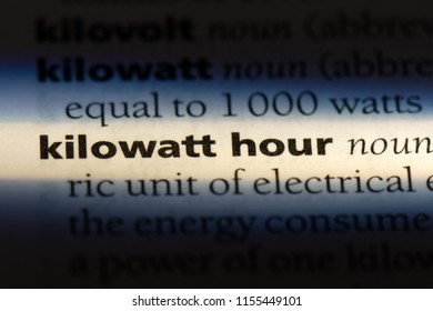 kilowatt hour word in a dictionary. kilowatt hour concept.