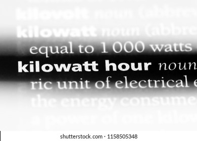 Kilowatt Hour Word In A Dictionary. Kilowatt Hour Concept.