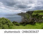 Kilt Rock landscape at Isle of Skye, Scotland, United Kingdom. Highlands of Scotland. Gorgeous landscape. Other side of Kilt Rock waterfall.