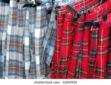 Kilts Hanging On A Rail