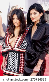 Kim Kardashian and Kylie Jenner at the 2014 MTV Video Music Awards held at the Forum in Los Angeles on August 24, 2014 in Los Angeles, California. 