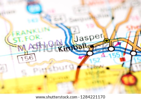 Kimball. Tennessee. USA on a map