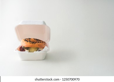 Kimchi Chicken Burger In Disposable Closed Kraft Burger Box