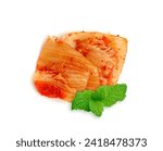 Kimchi Isolated, Red Kimchee, Spicy Kim Chi, Hot Fermented Napa Cabbage, Traditional Jimchi, Korean Winter Food Gimchi, Kimchi Pile on White Background