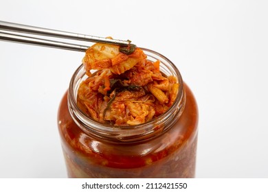 Kimchi Jar And Plate With Chopstick. 