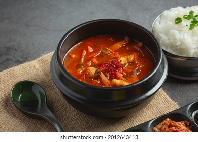 Kimchi Jikae or Kimchi Soup ready to eat in bowl - Shutterstock ID 2012643413