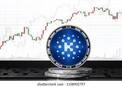 Kin (KIN) cryptocurrency; kin coin on the background of the chart - Shutterstock ID 1158902797