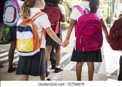 9,405 Children school uniform walking Images, Stock Photos & Vectors ...