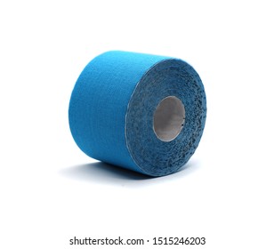 Kinesio Tape Roll In Blue Isolated On White Background.