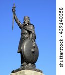 King Alfred The Great statue erected in 1899 stands at the eastern  end of the Broadway in Winchester England, UK